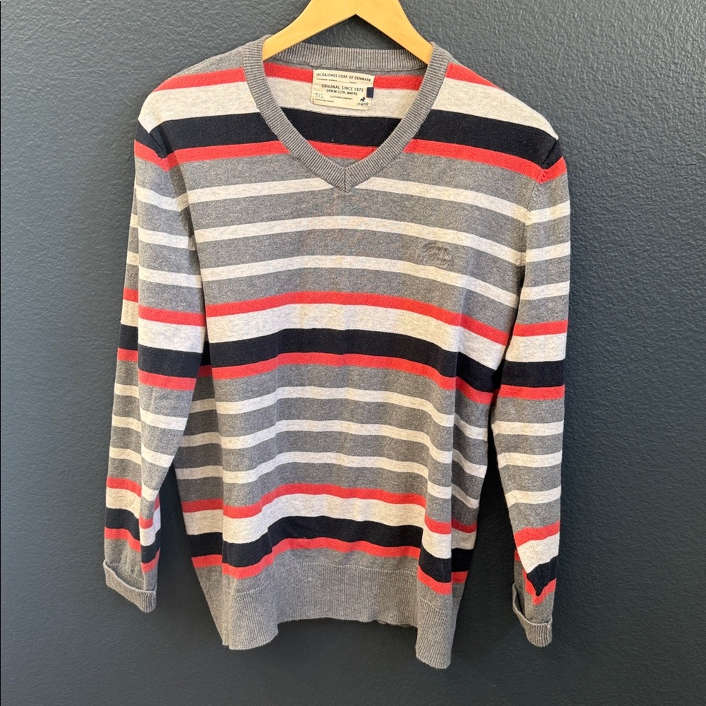 Jack & Jones Multicolor Striped V-Neck Sweater Size XL